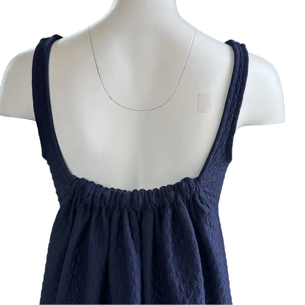 Maeve Anthropologie Sidelong Seared Black & Navy Blue Tunic Slip Dress Small S - Picture 7 of 10